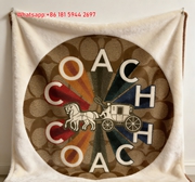 Coach Circular Signature Horse And Carriage Flannel Throw Blanket C325